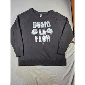 Instant Message Selena Como La Flor Sweatshirt Black Plus 2XW Rose Graphic Tee
